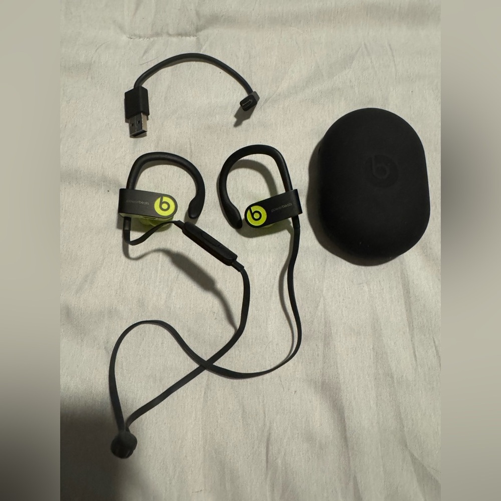 Beats Wireless Earphones with Case - Black and Green